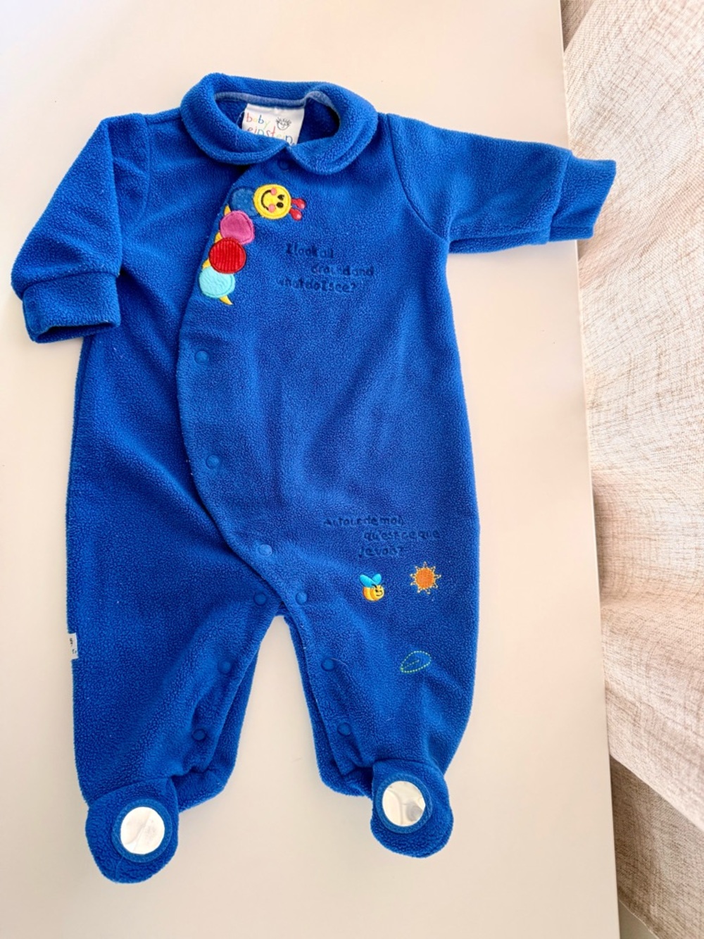 Vintage Baby Einstein Fleece Footie One-Piece with Caterpillar Appliqué